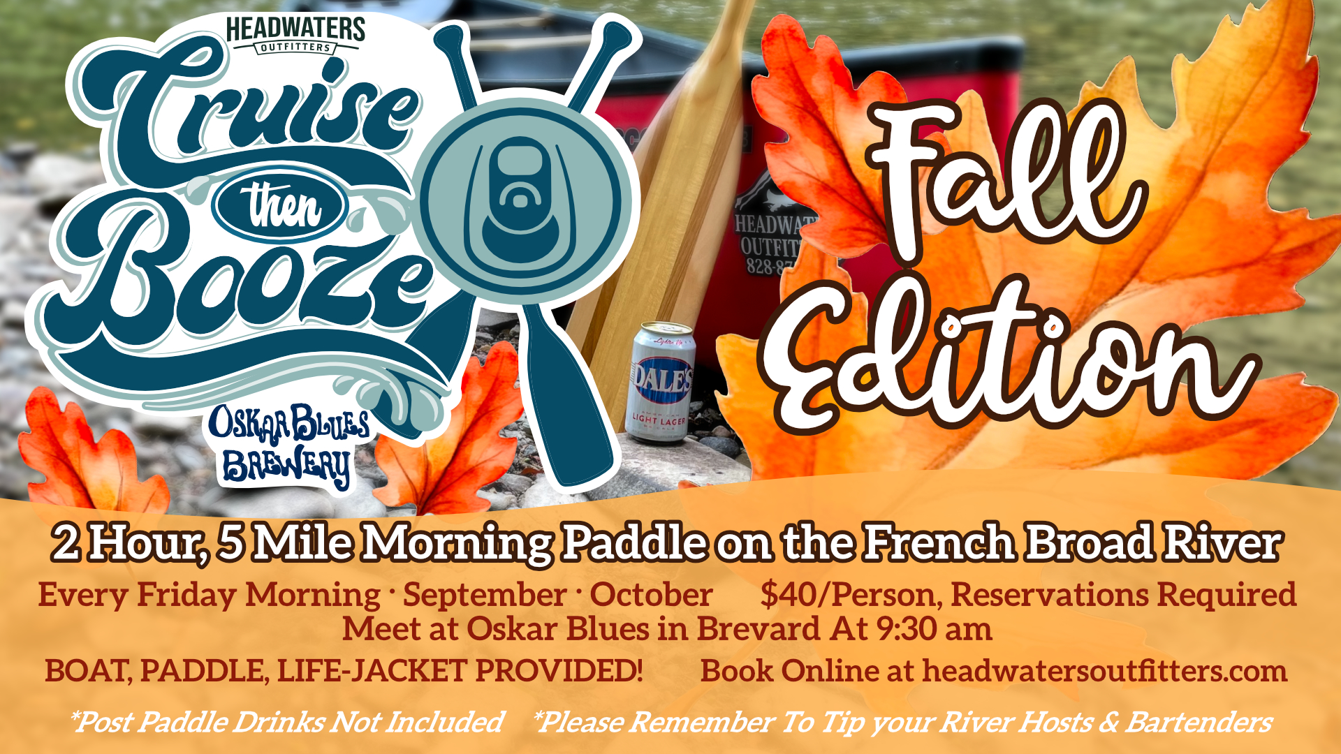 Cruise then Booze with Oskar Blues Fall Edition Headwaters Outfitters